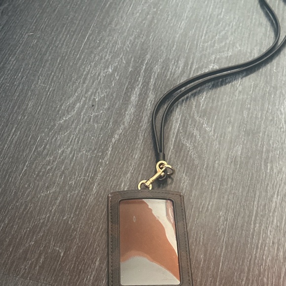 Coach Dark Brown Card Holder with Lanyard - Picture 3 of 4